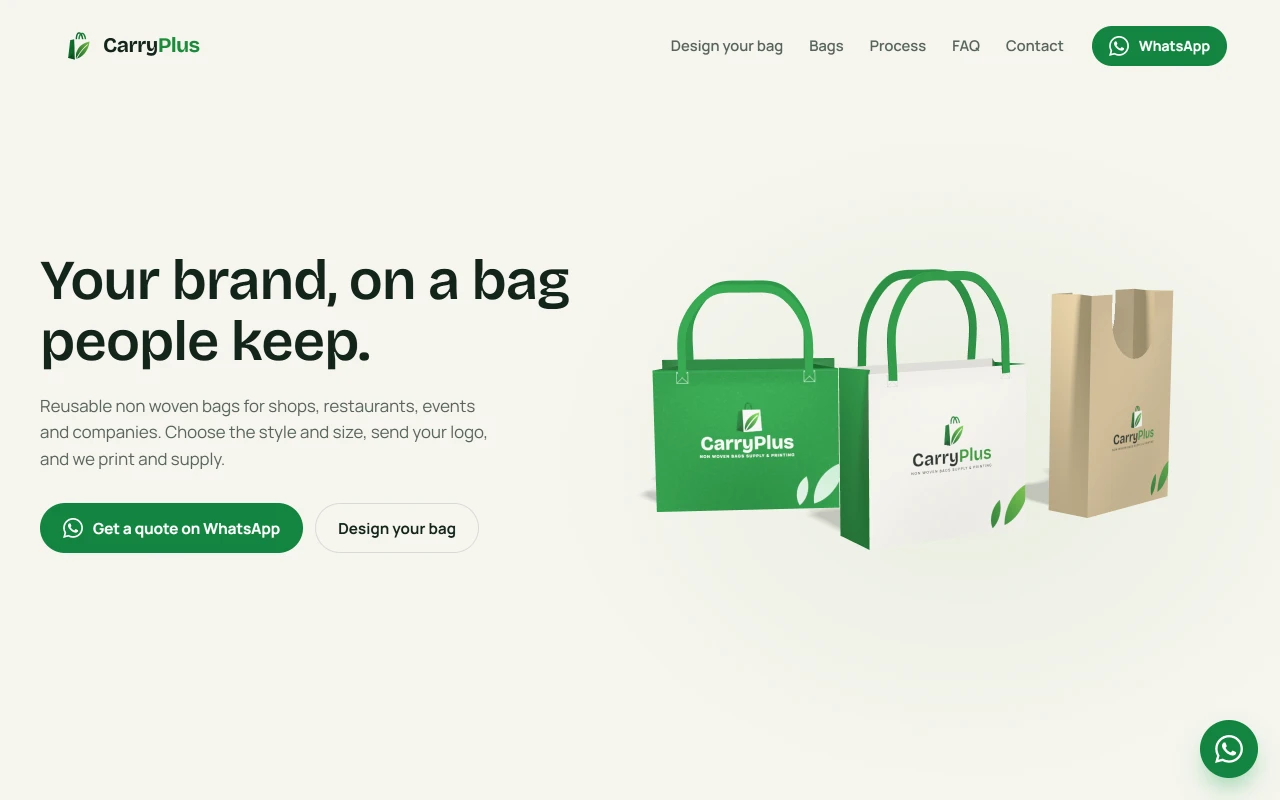 The CarryPlus home page