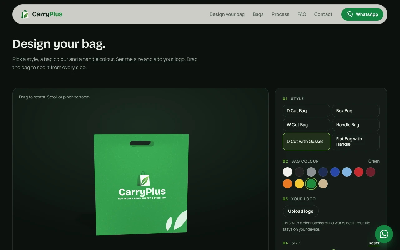 Choosing the CarryPlus bag style and size