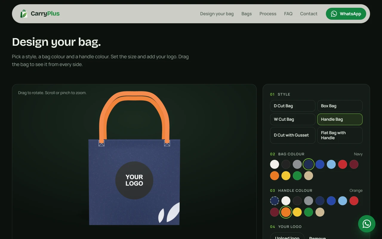 A logo added to the CarryPlus bag preview